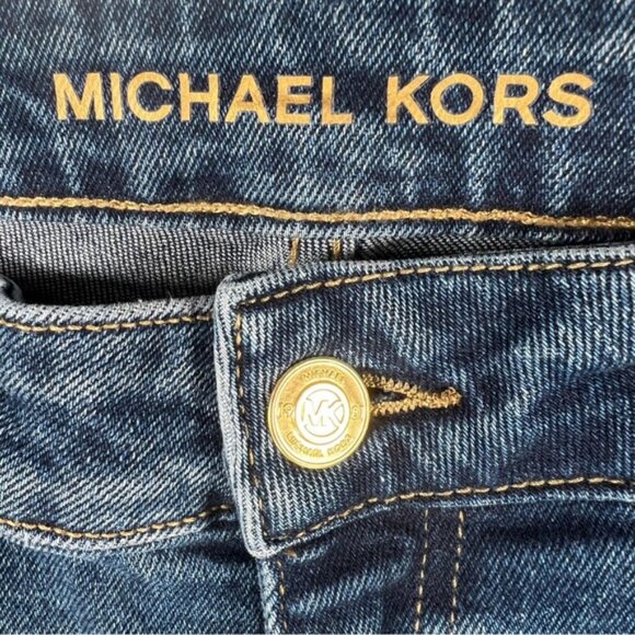 NWT MICHAEL KORS SELMA CROPPED FLARE HIGH-RISE Jeans LAKEBLUEWSH QS4905NE9Z Sz 6 - Picture 4 of 13